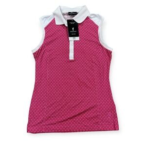 NEW Golfino Golf Polo Women's 6 Pink Geometric Print Out-Of-Bounds Sleeveless